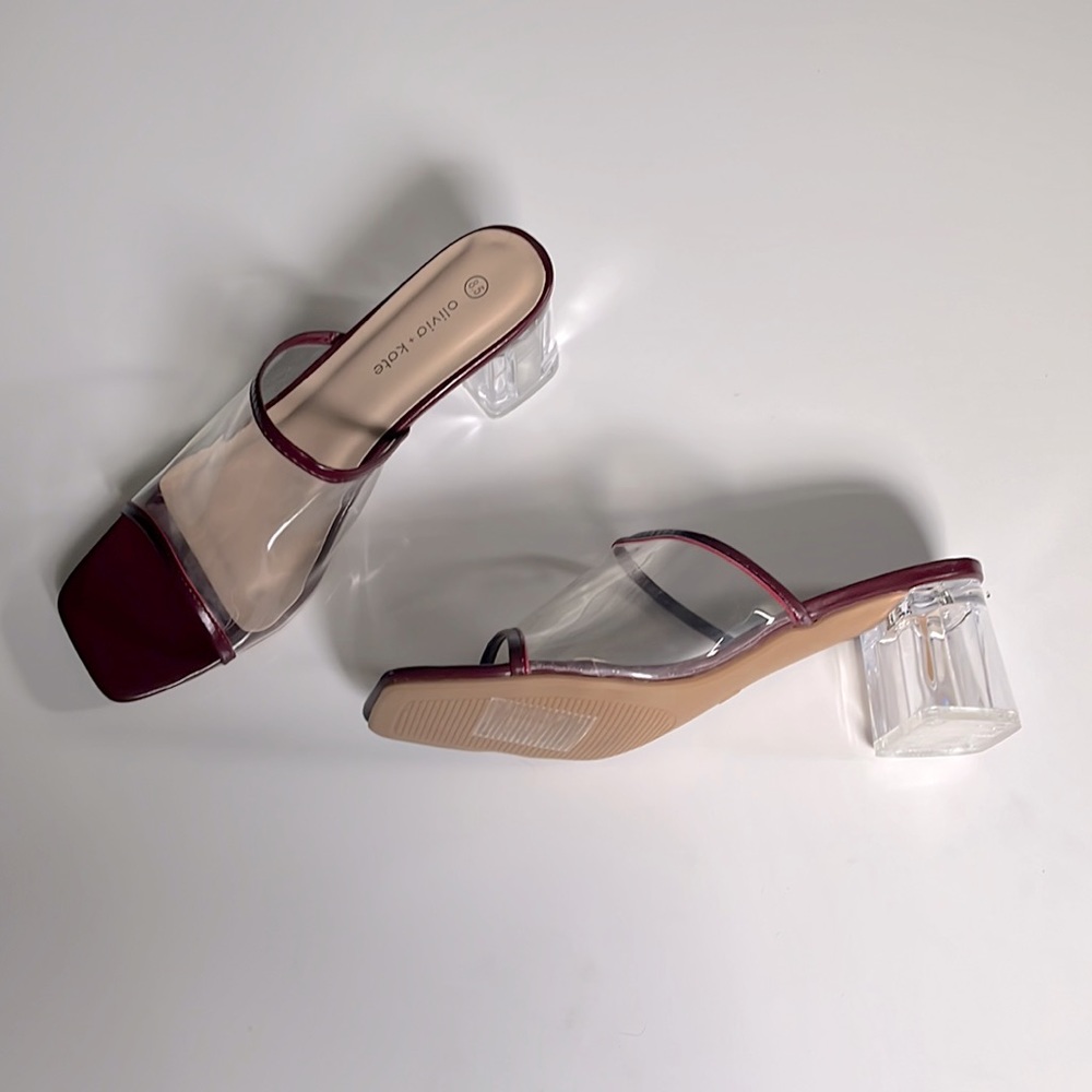 Olivia + Kate clear slide on sandal Sz 8.5  NWOT